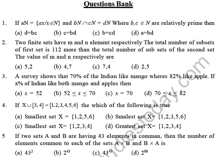 JEE Mathematics Relation And Functions MCQs Set C, Multiple Choice ...